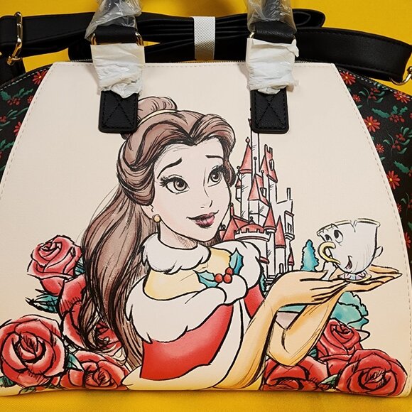 Loungefly Disney Princess Beauty And The Beast Belle Chip Holiday Satchel Bag - Picture 3 of 13